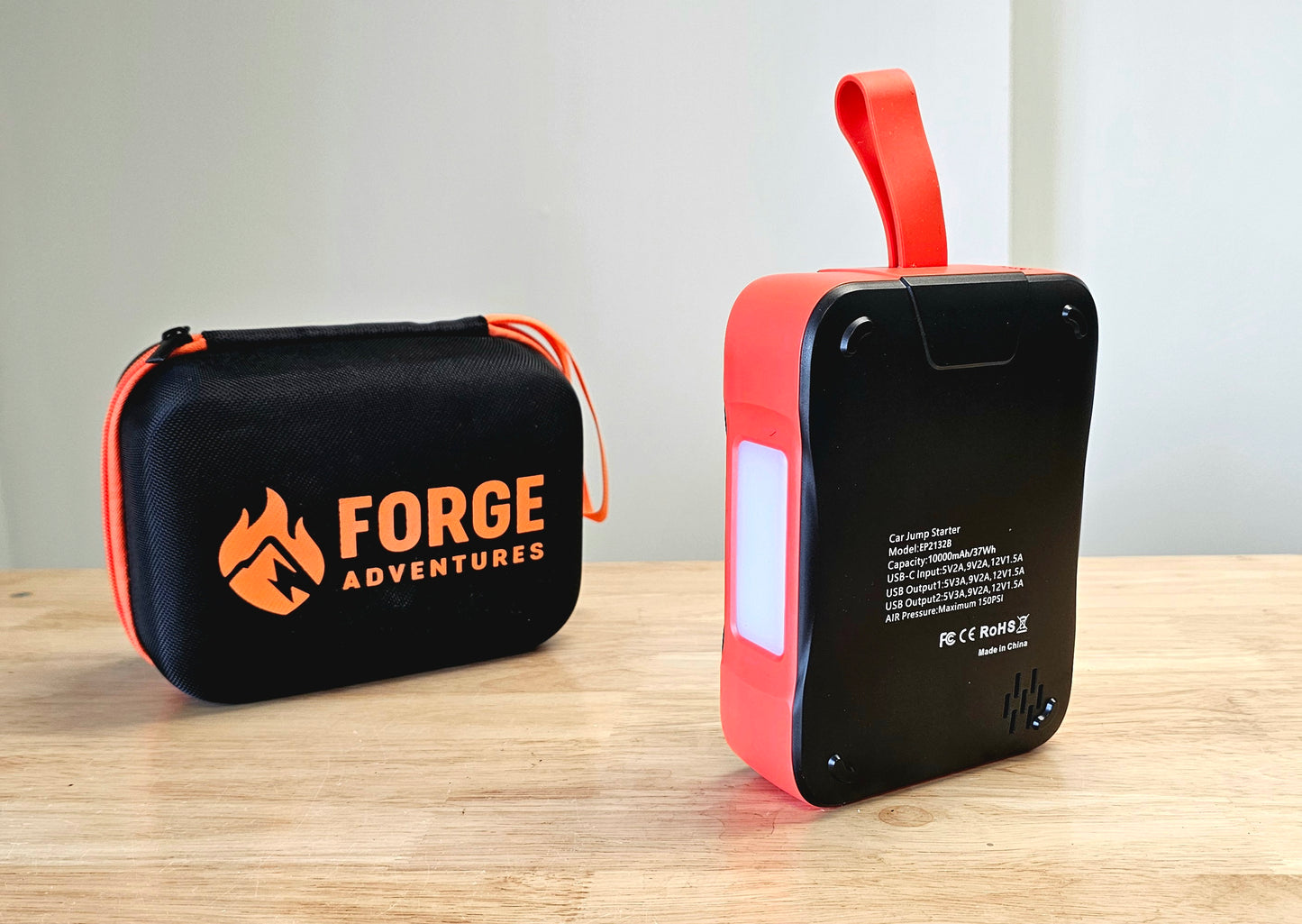 Forge Adventures 4 in 1 Portable Tire Pump and Jump pack with work light
