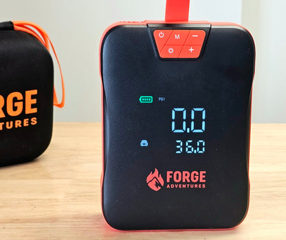 Forge Adventures 4 in 1 Portable Tire Pump and Jump pack with work light