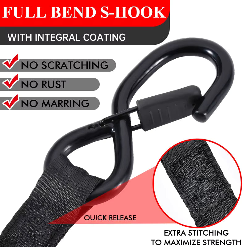 Automatic Ratchet Strap Retractable 1" X 10ft 800kg Motorcycle Tie Down Strap