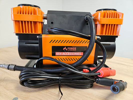 300L 12V Metal Dual Cylinder Air Compressor with LCD Control Panel for Tire Pressure Monitoring 150PSI 12.35CFM Inflator