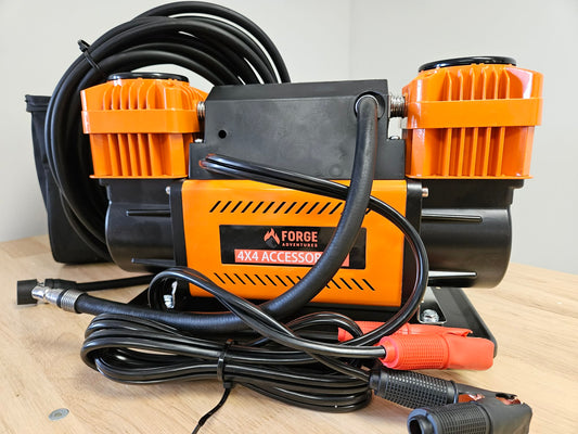 300L 12V Metal Dual Cylinder Air Compressor with LCD Control Panel for Tire Pressure Monitoring 150PSI 12.35CFM Inflator